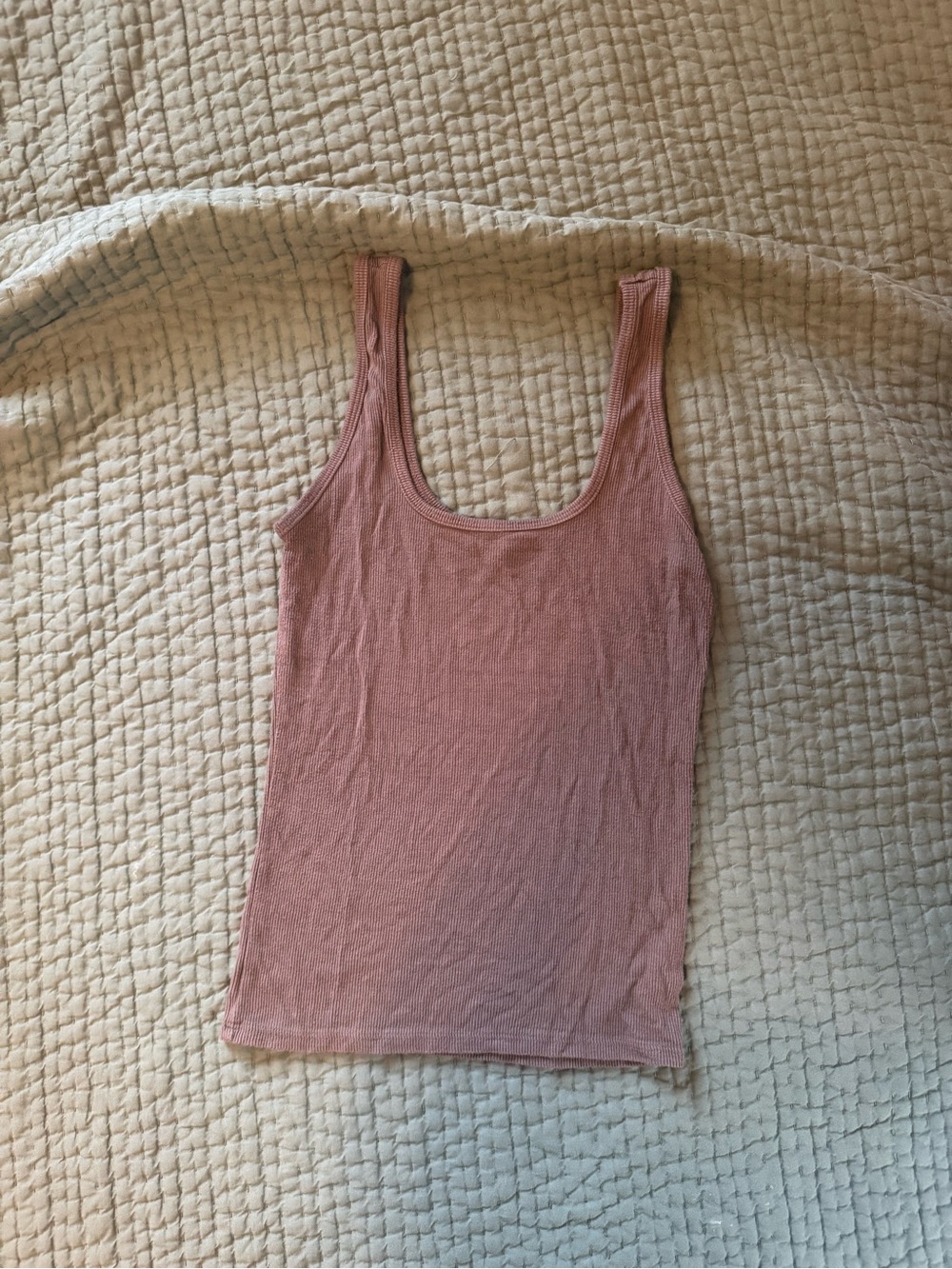 Joah Brown Ribbed Scoop Tank Top - Light Brown